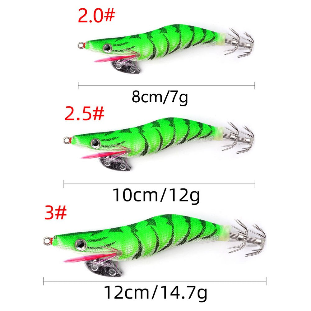 Luminous Saltwater Fishing Jigs Set - Glow in The Dark Squid Lures, Multiple Sizes