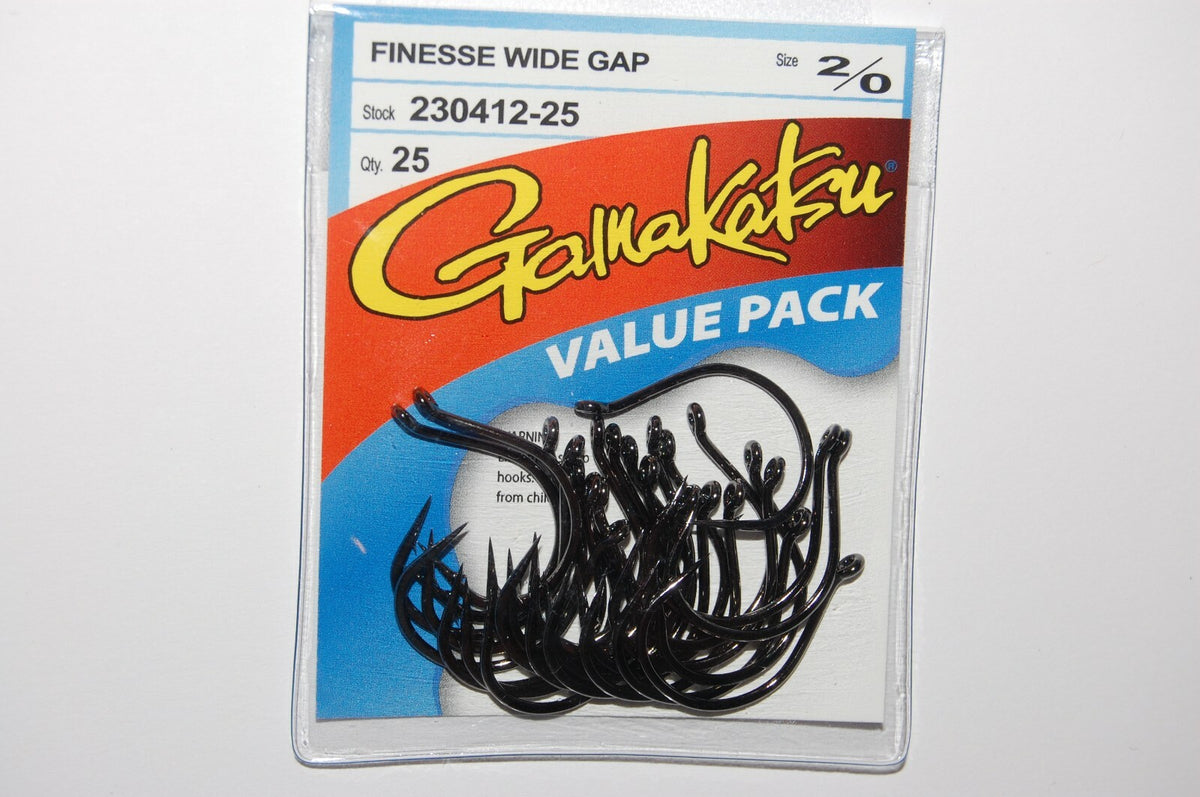Gamakatsu Finesse Wide Gap Fishing Hooks 2/0 - Bass Worm Tackle Pack