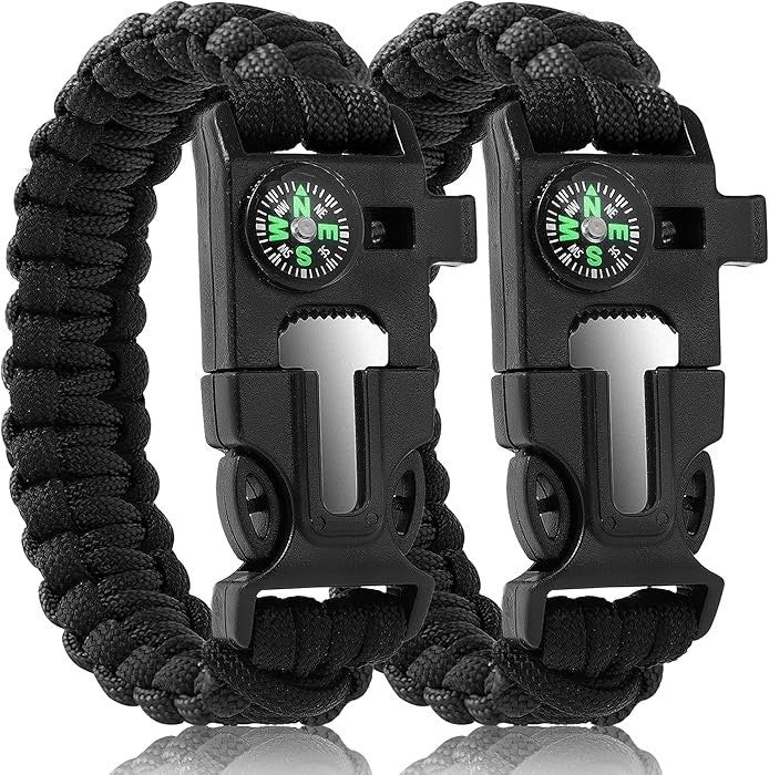 Survival Paracord Bracelet with Flint, Compass & Multi-Tool Outdoor Gear