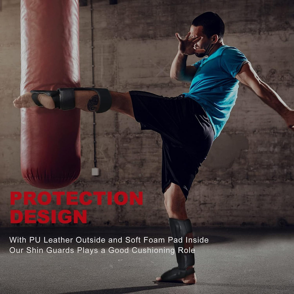 Elite MMA Shin Guards with Foam Padding and Hook-and-Loop Closure