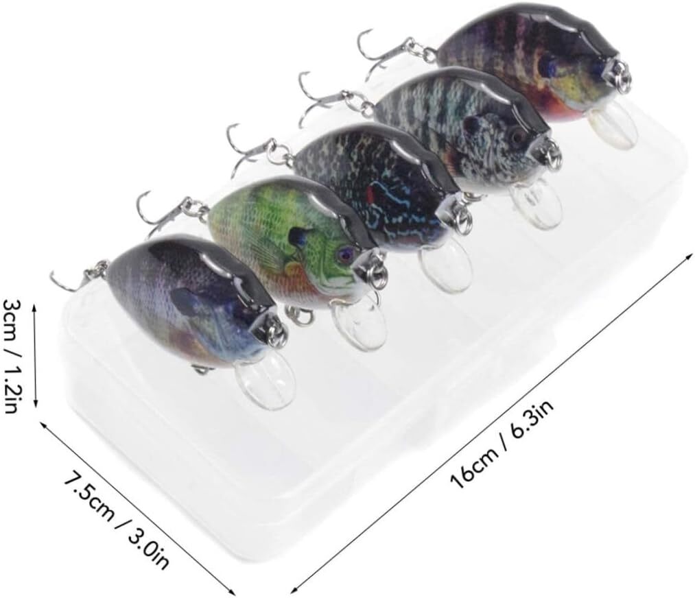 Artificial Fishing Crankbait Lure Set for Bass and Predatory Fish - 5Pcs