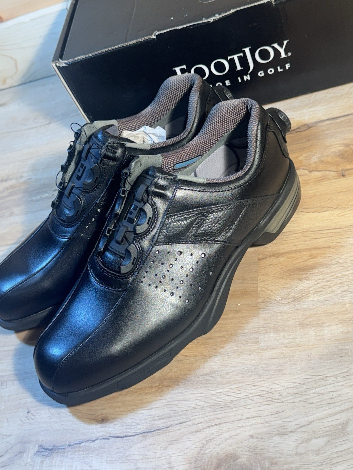 Men's Black Leather Golf Shoes - ReelFit Series, Size 10M, New with Box