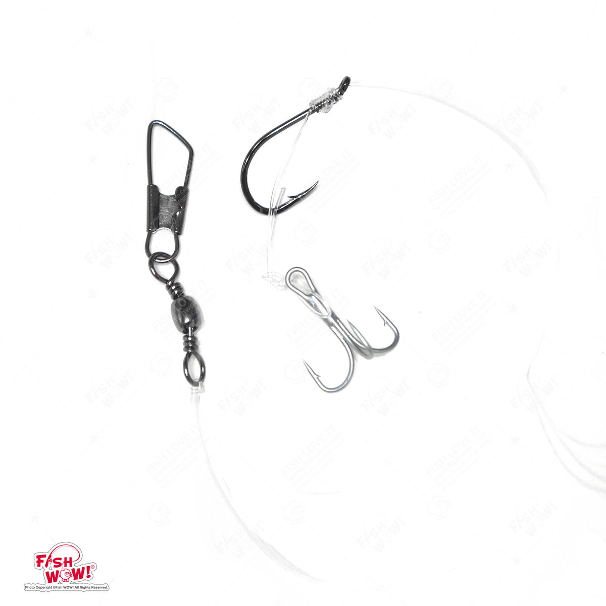 Fish WOW! Halibut Drift Rig with Octopus & Treble Hooks 25lb Test - 5 Pack