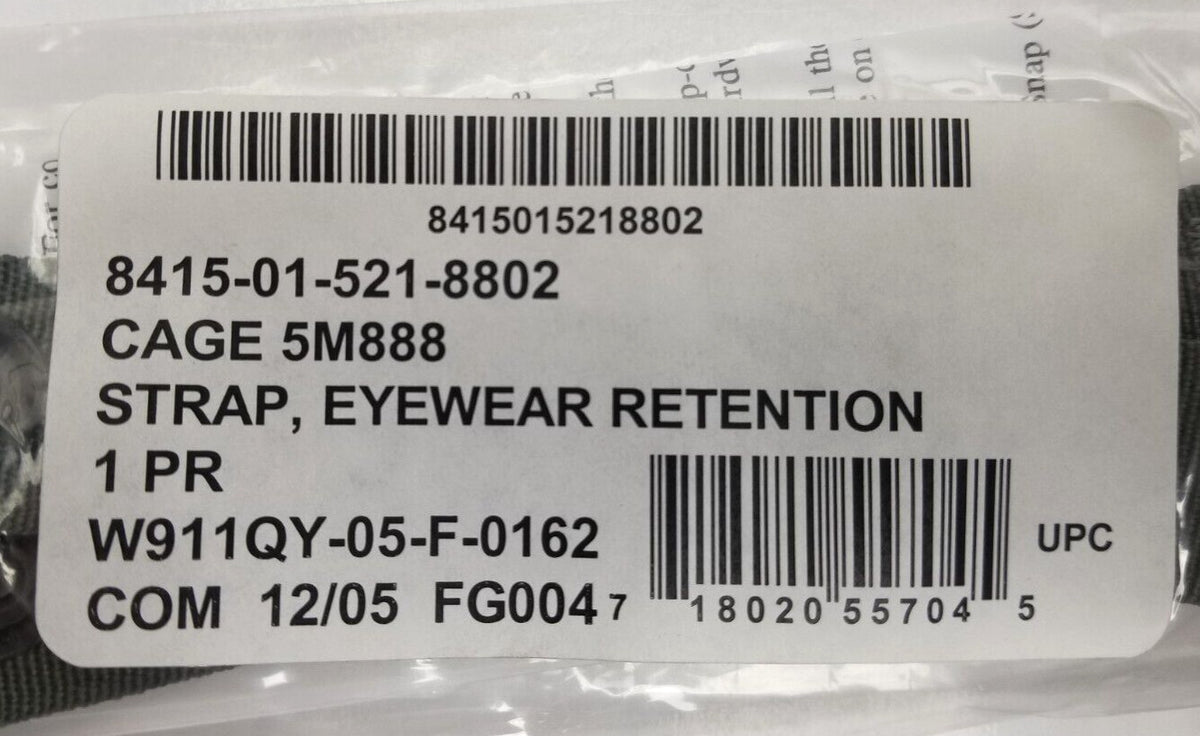 Genuine US Military ACH Eyewear Retention Strap Foliage Green NSN 8415-01-521-8802