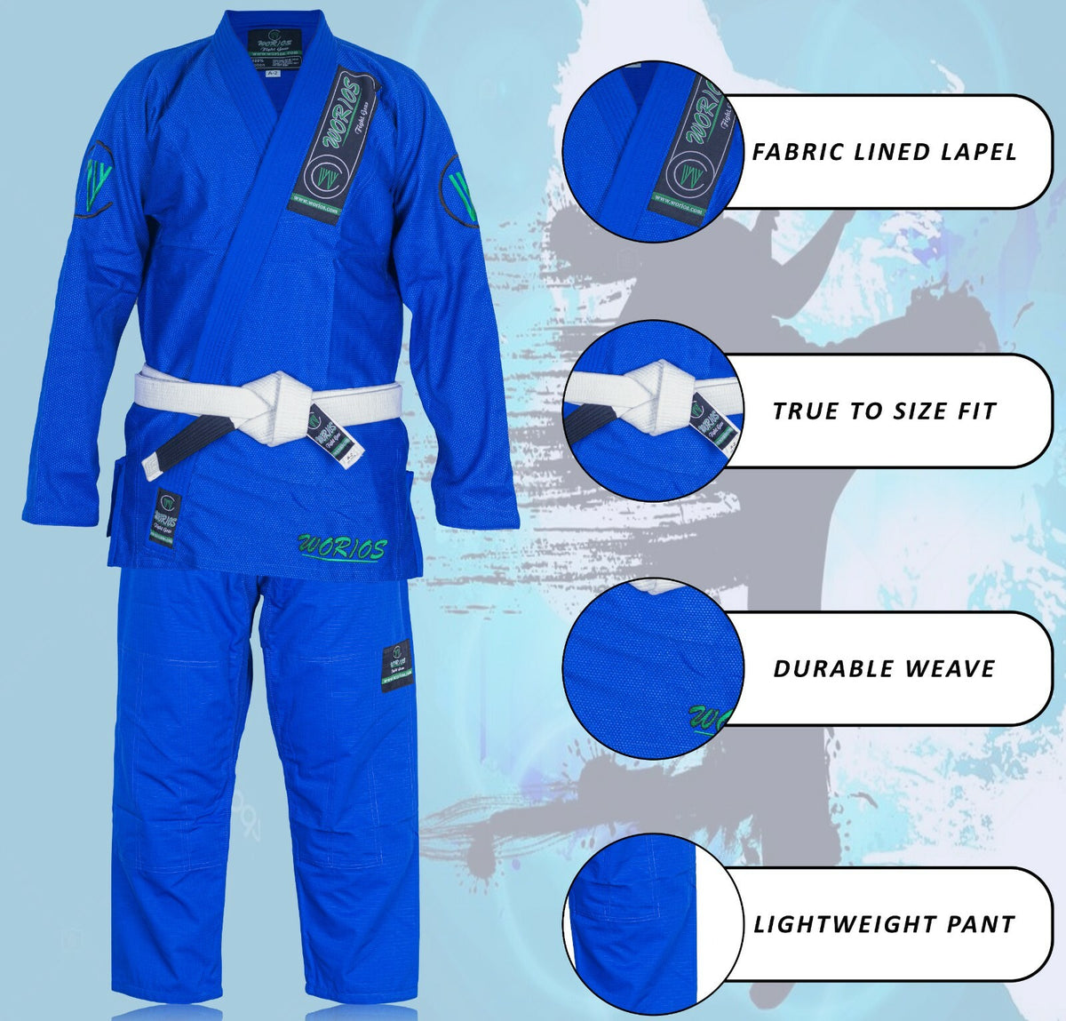 Lightweight Pro Brazilian JiuJitsu Gi Blue - Durable Training & Competition Kimono