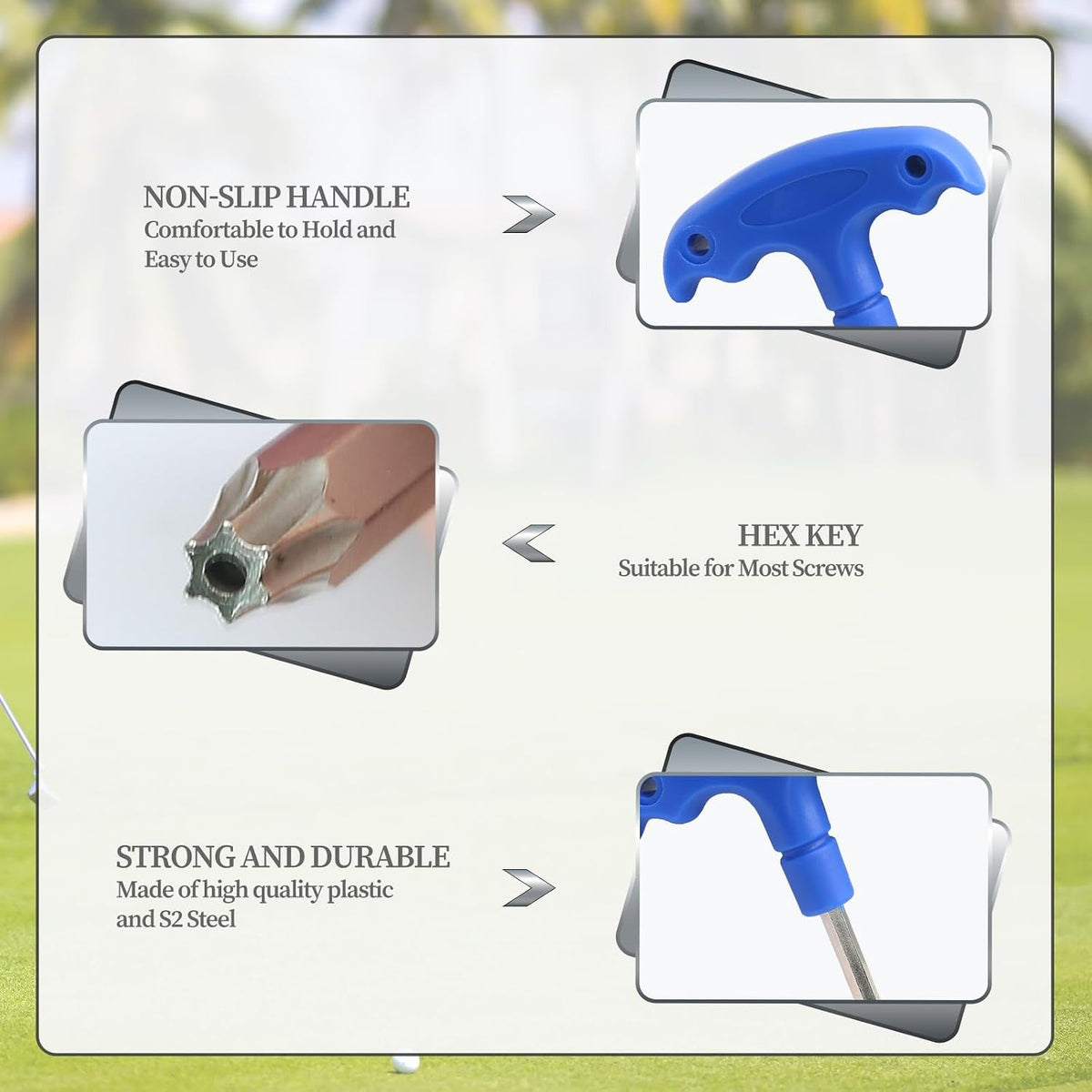 Golf Head Adjustment Wrench Tool for Driver Shafts - Alloy Steel, Blue