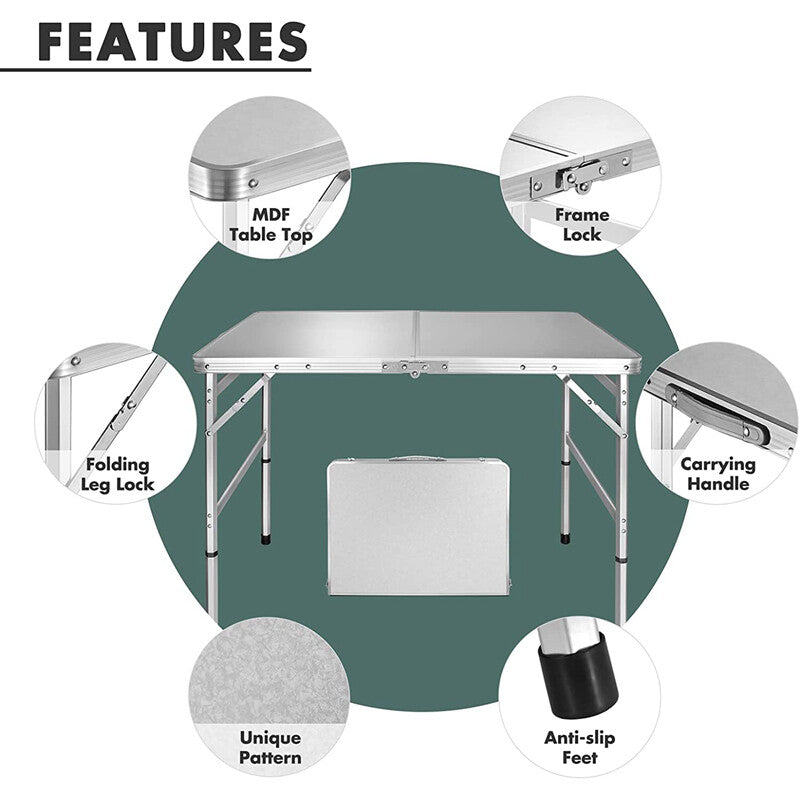 Portable Folding Camping Table with Adjustable Legs Lightweight Outdoor Table