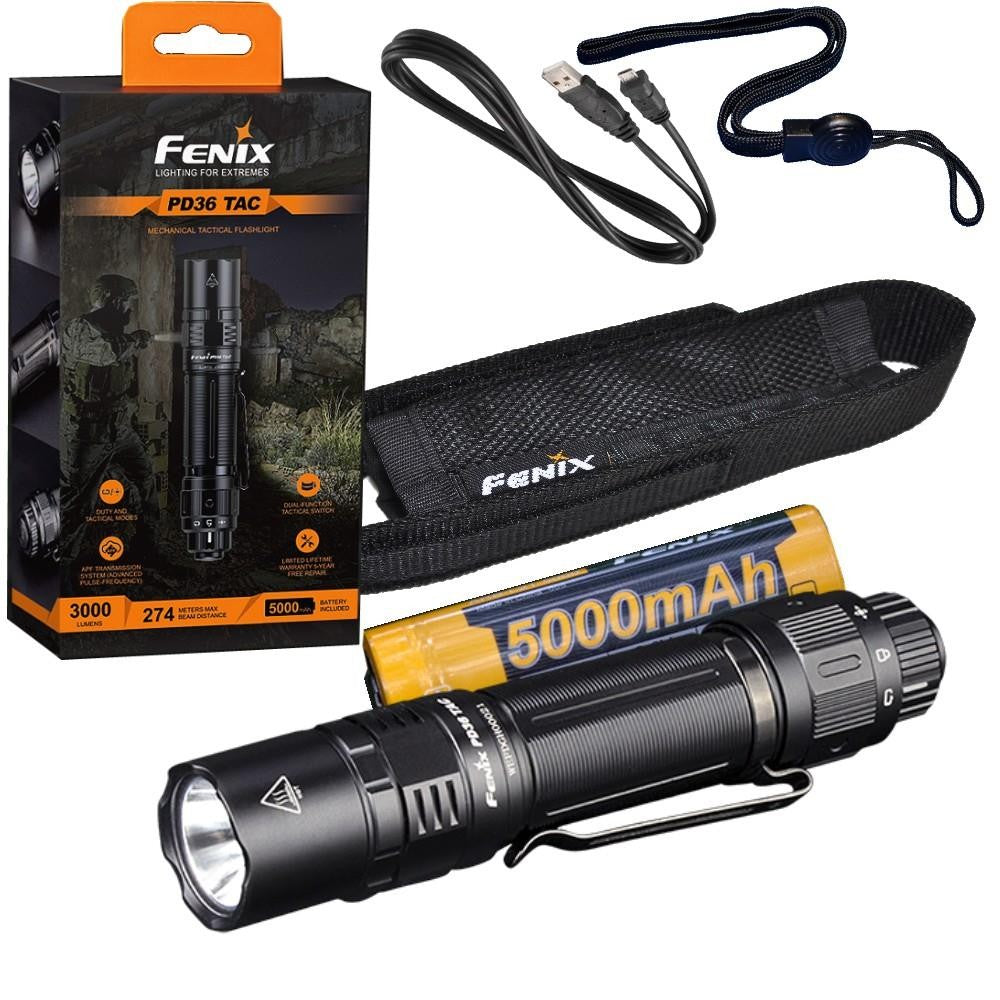 LED Tactical Duty Flashlight with Holster & Rechargeable Battery