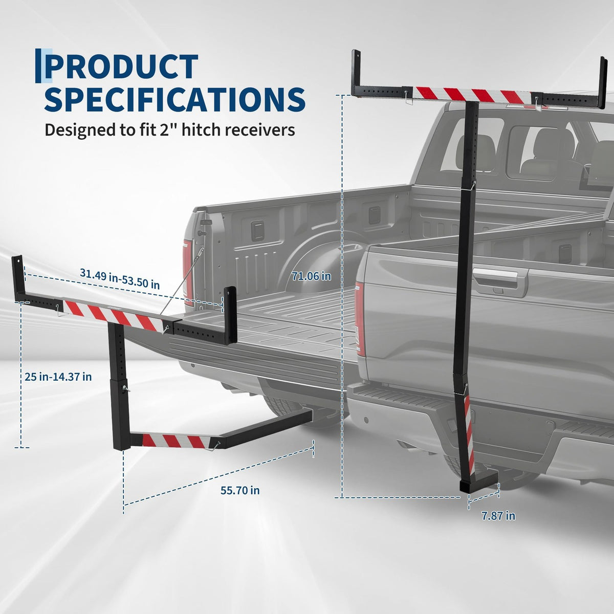 Heavy Duty Truck Bed Extender Hitch Mount 750 lbs Adjustable Cargo Support