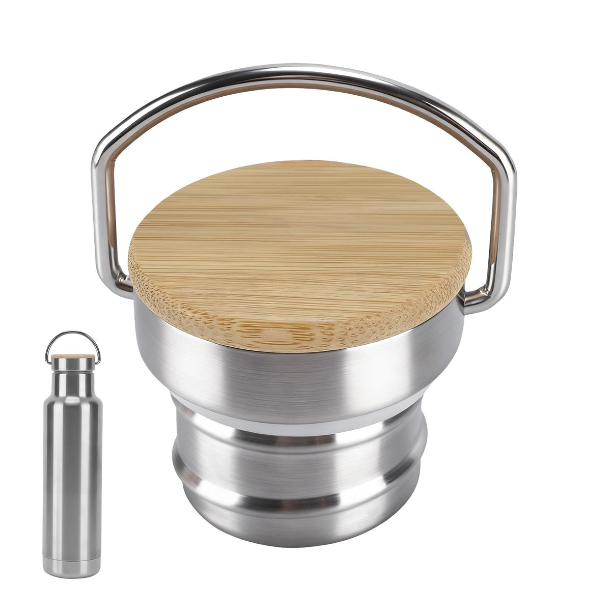 Stainless Steel and Bamboo Bottle Cap Compatible with Klean Kanteen Narrow Mouth