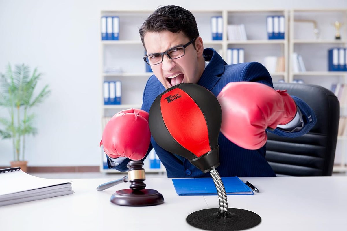 Desktop Punching Bag for Stress Relief with Suction Base and Pump - Office Desk Accessory