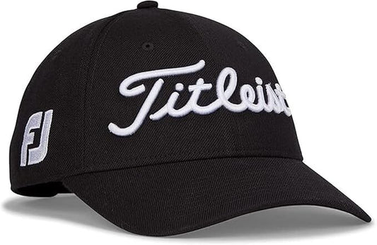 Men's Tour Classic Snapback Golf Cap - Adjustable Black & White Hat