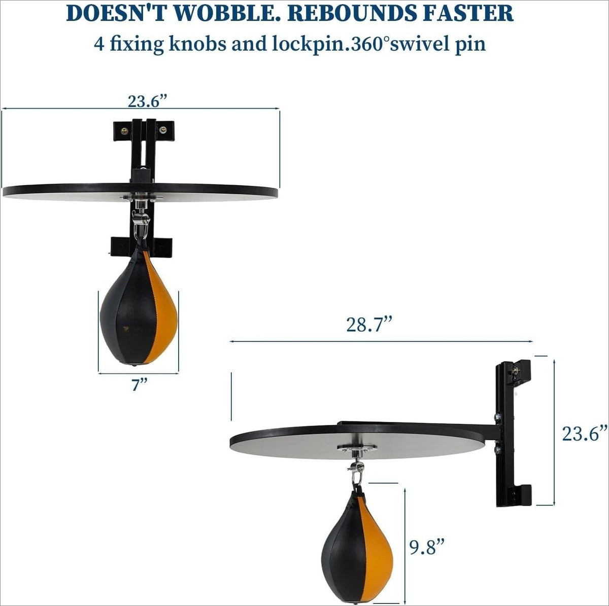 Wall-Mounted Wooden Speed Bag Platform Kit with 360° Swivel for Boxing & Home Gym