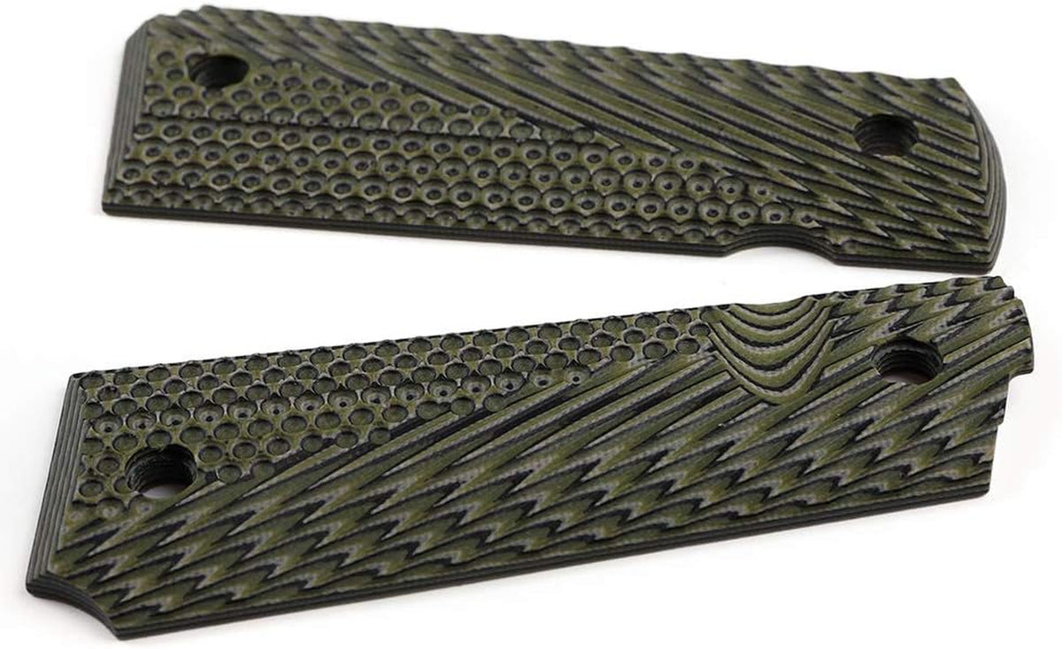 1911 Full Size G10 Pistol Grips with Stainless Screws - Black, CNC Machined