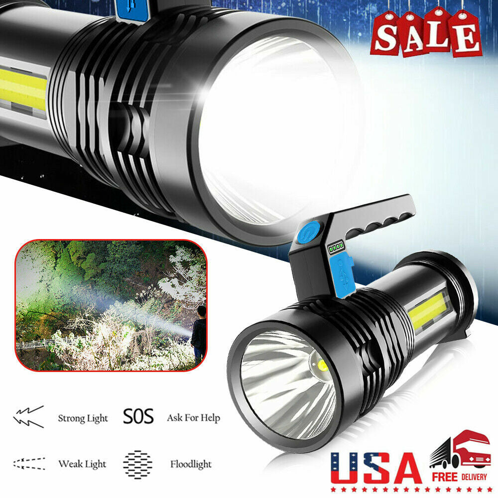 High Lumens Rechargeable LED Flashlight - Waterproof Handheld Torch, 4 Modes