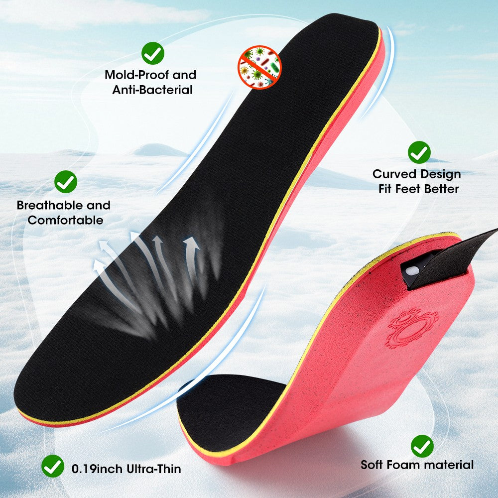 Rechargeable Heated Insoles with APP Control, 3 Heating Levels, 16H Warmth