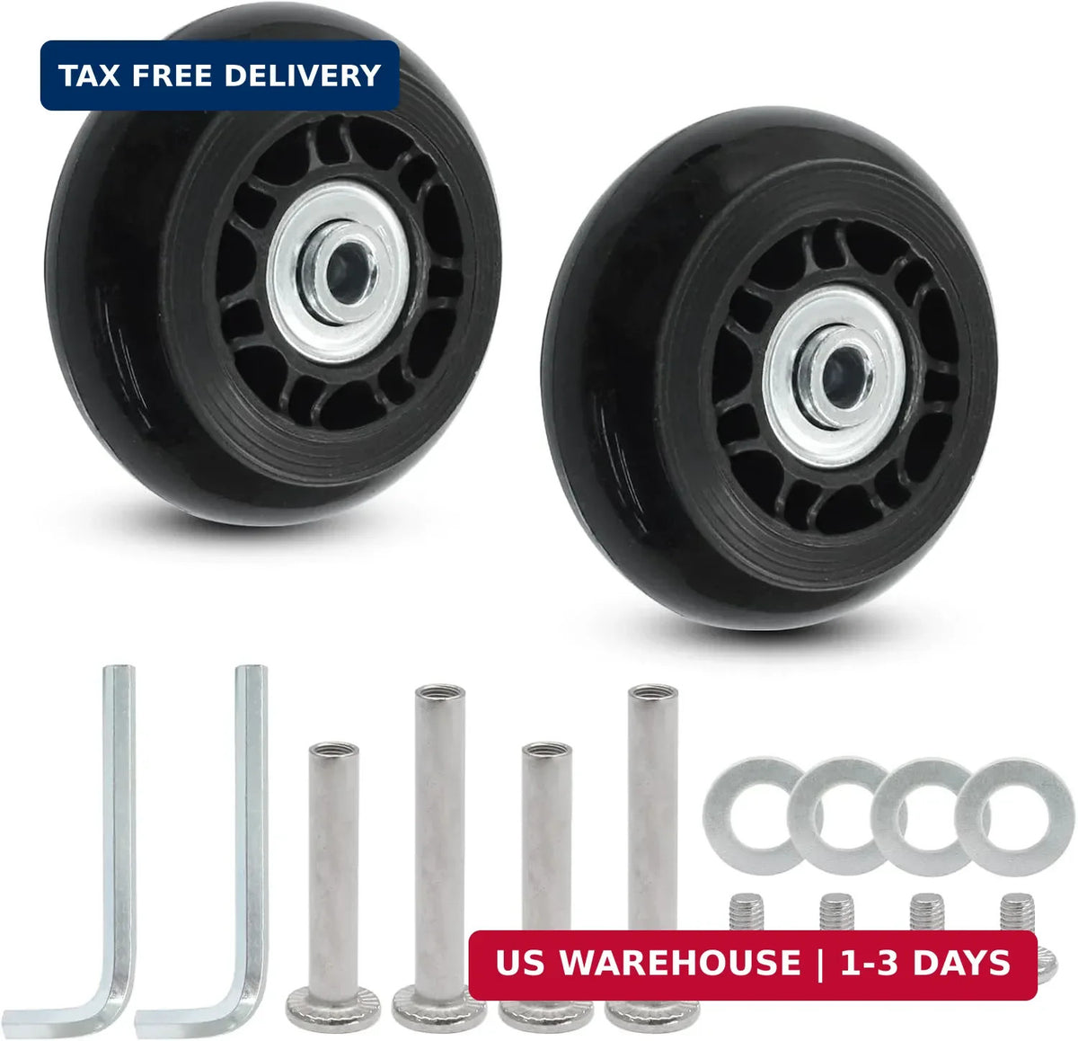 2 Pack Luggage Replacement Wheels 64mm Rubber Suitcase Casters Set