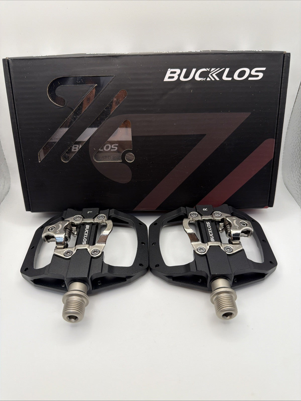 Mountain Bike Clipless Pedals Aluminum Set Black for MTB