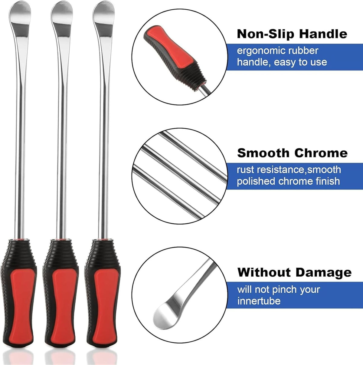 Motorcycle Tire Levers Steel Tool Set with Rim Protectors and Valve Tools