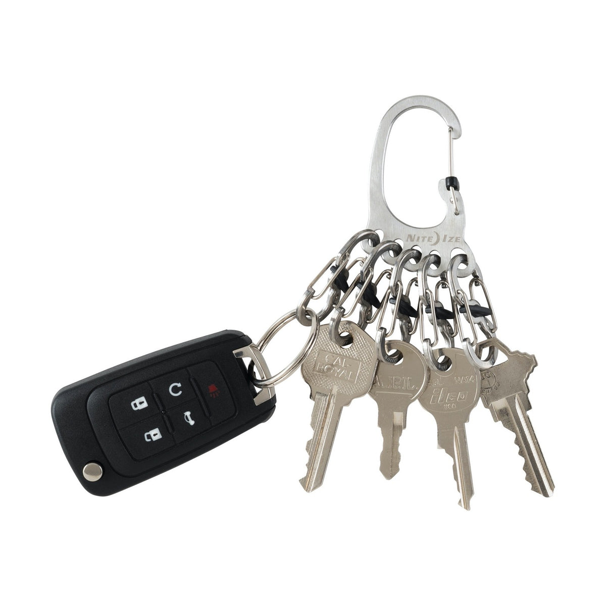 Stainless Steel Key Rack with Locking Carabiner and MicroLocks - Organization Tool
