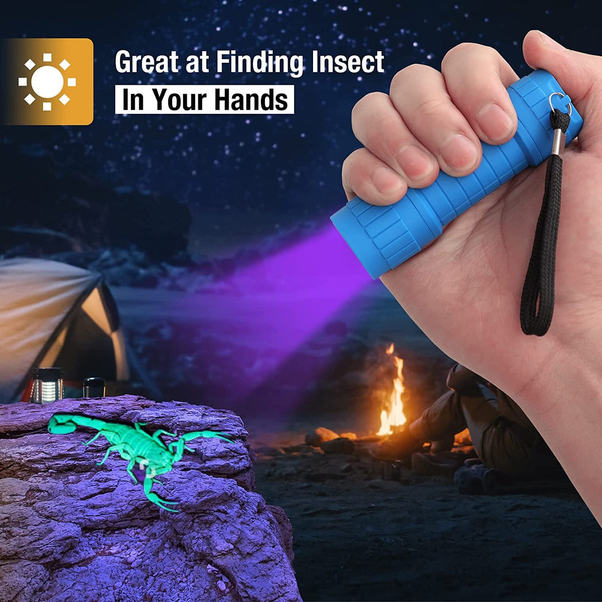 Mini UV Black Light Flashlight 9-LED 395nm for Stains Scorpions Pet Urine Detecting