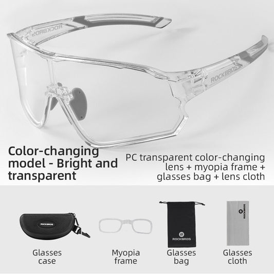 Photochromic Cycling Sunglasses UV400 Lightweight Rimless Bike Glasses