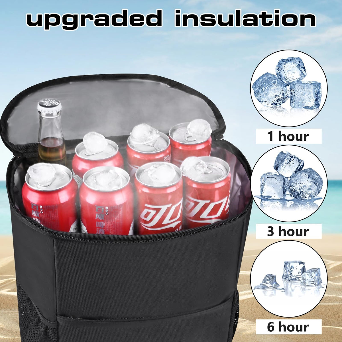 Leak Proof Insulated Cooler Backpack 30 Cans Waterproof Travel Bag