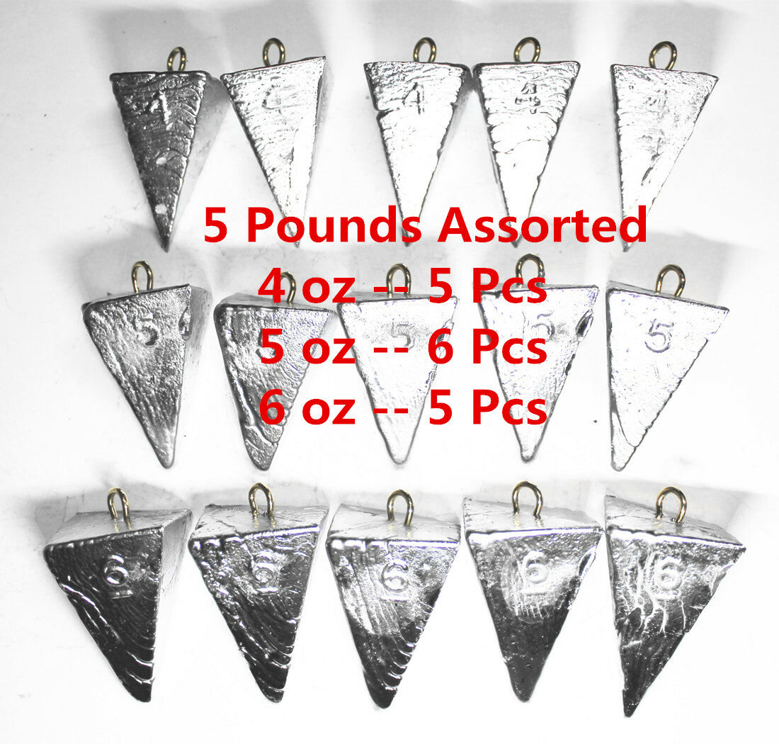 Fishing Sinkers Pyramid Sinkers Assorted Weights 5 LB for Surf Fishing