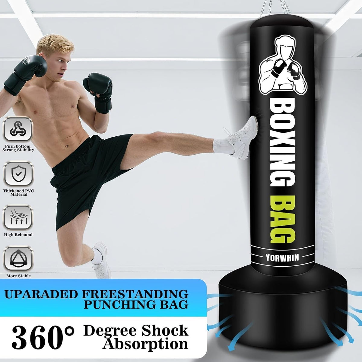 70-Inch Freestanding Punching Bag with Gloves for Home Boxing & Kickboxing
