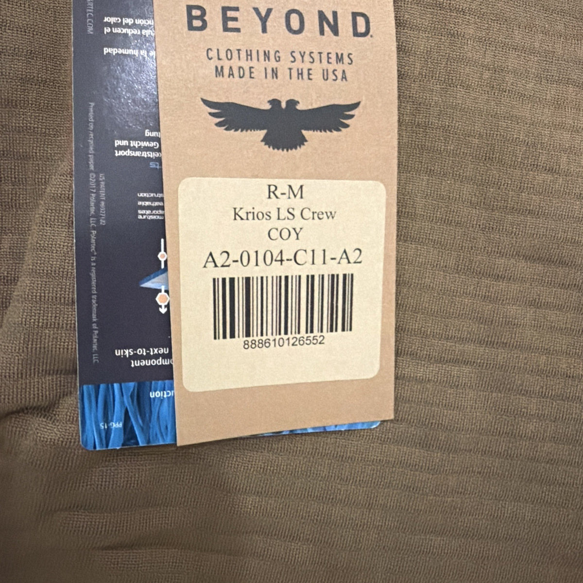 Beyond Clothing Krios Long Sleeve Crew Base Layer - Coyote SOF