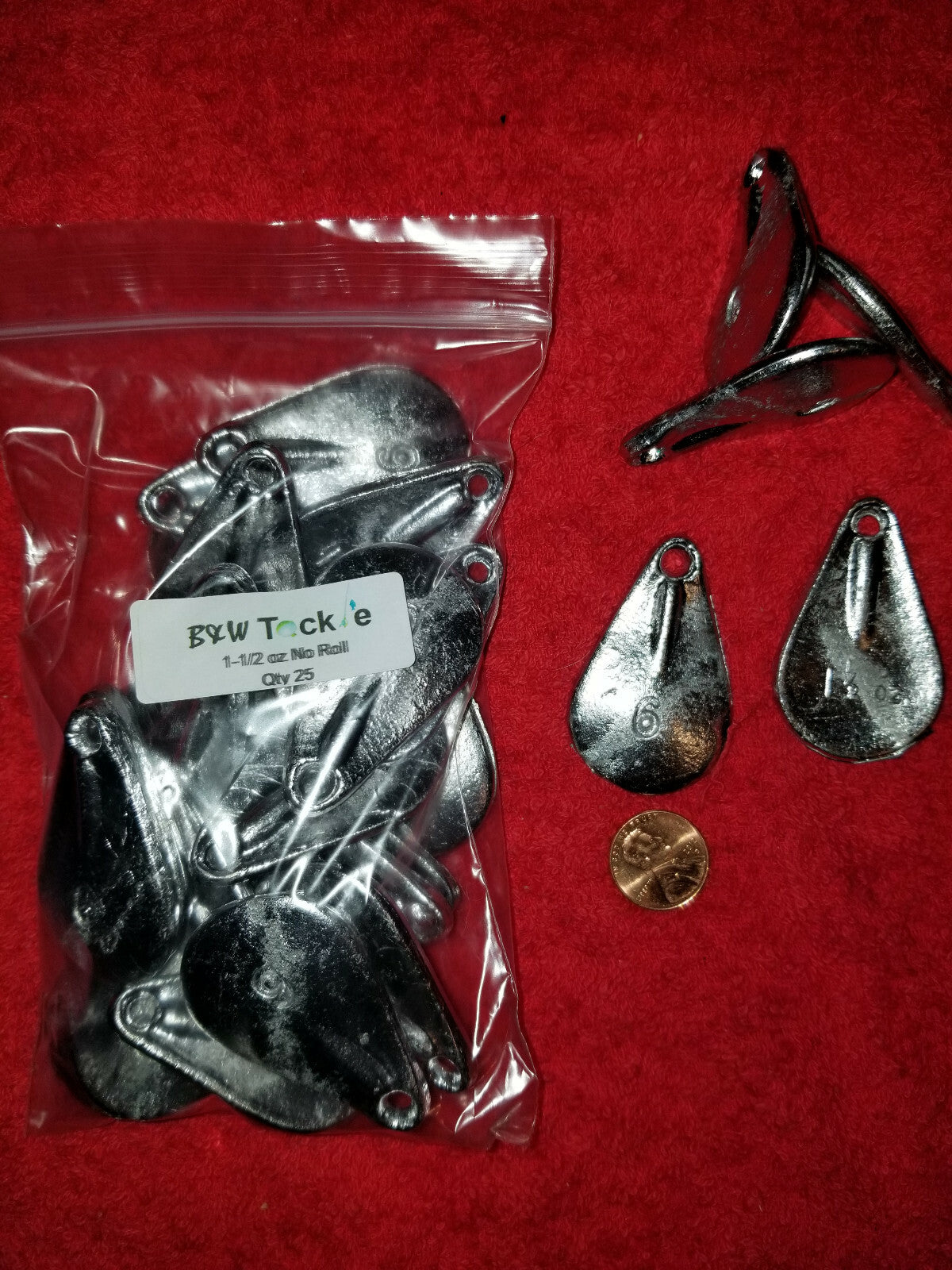 No Snag Fishing Lead Weights - 1.5 oz Sinkers, Qty 25, Cast in USA