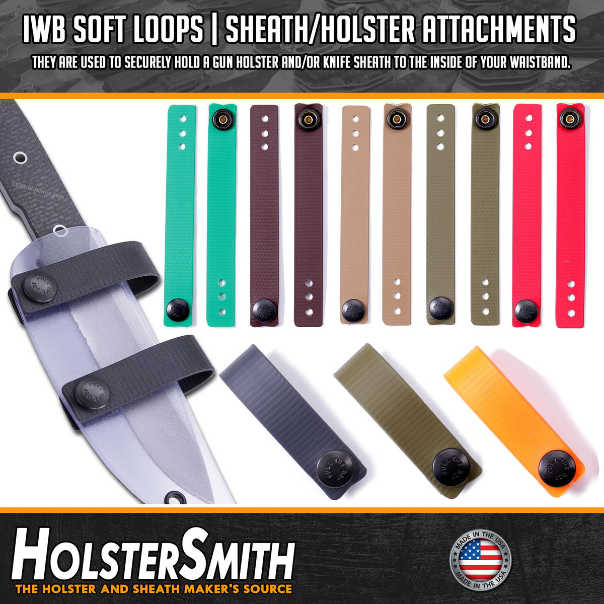 IWB Soft Loops with Pull-the-Dot Security Snaps & Mounting Hardware - 2 Pack