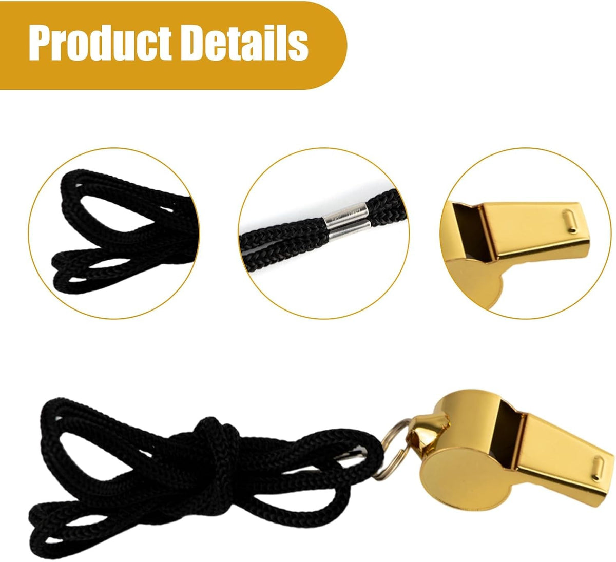 4 Pack Stainless Steel Sport & Safety Whistles with Lanyards - Super Loud