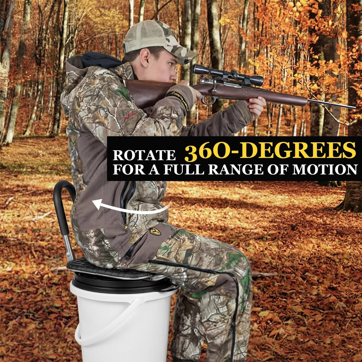 5 Gallon Bucket Seat with Folding Back and 360 Swivel - Outdoor Camping Fishing Chair