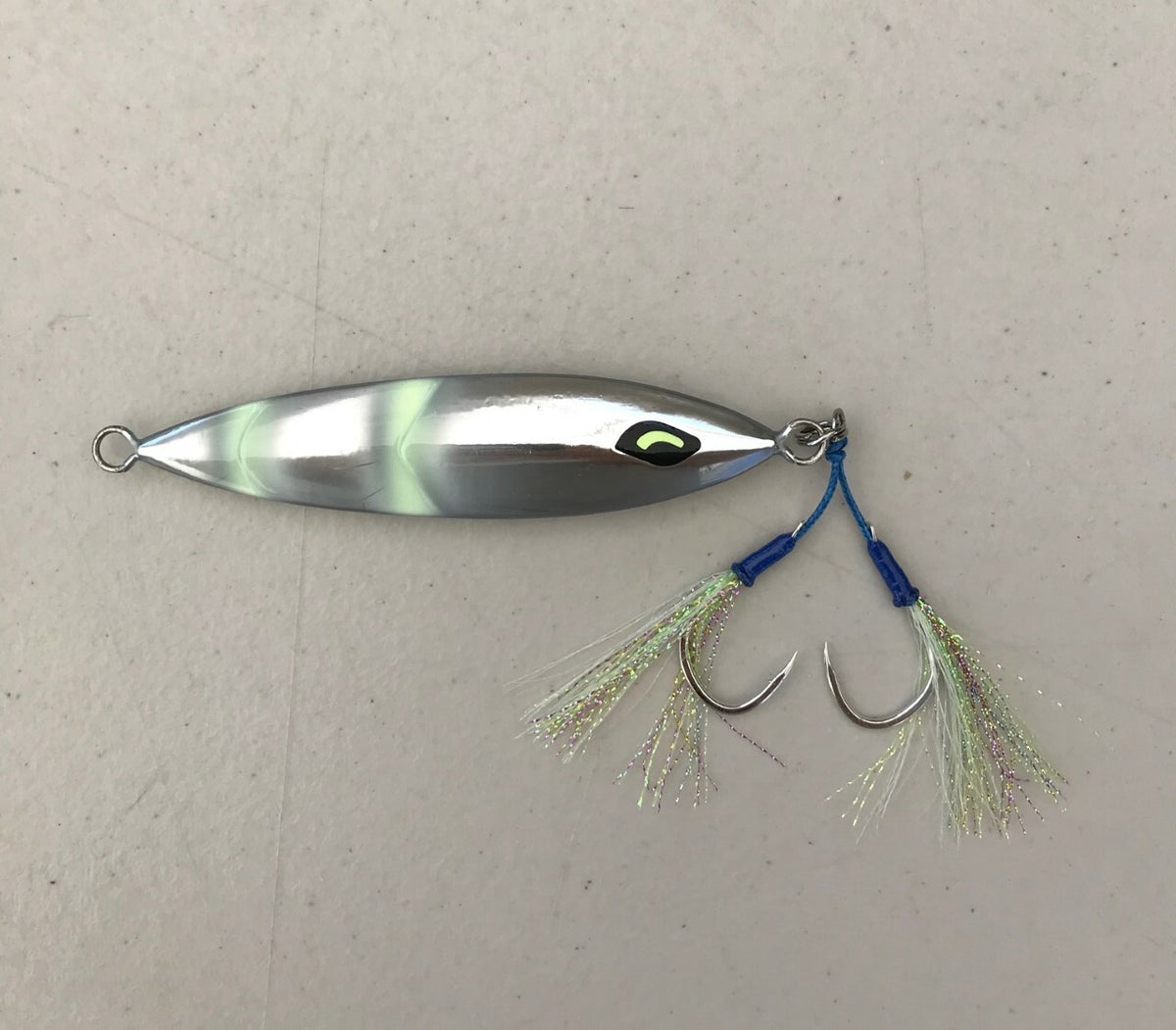 250g Lead Flat Slow Fall Fishing Jig Lure with Glow Assist Hooks - Saltwater Tackle