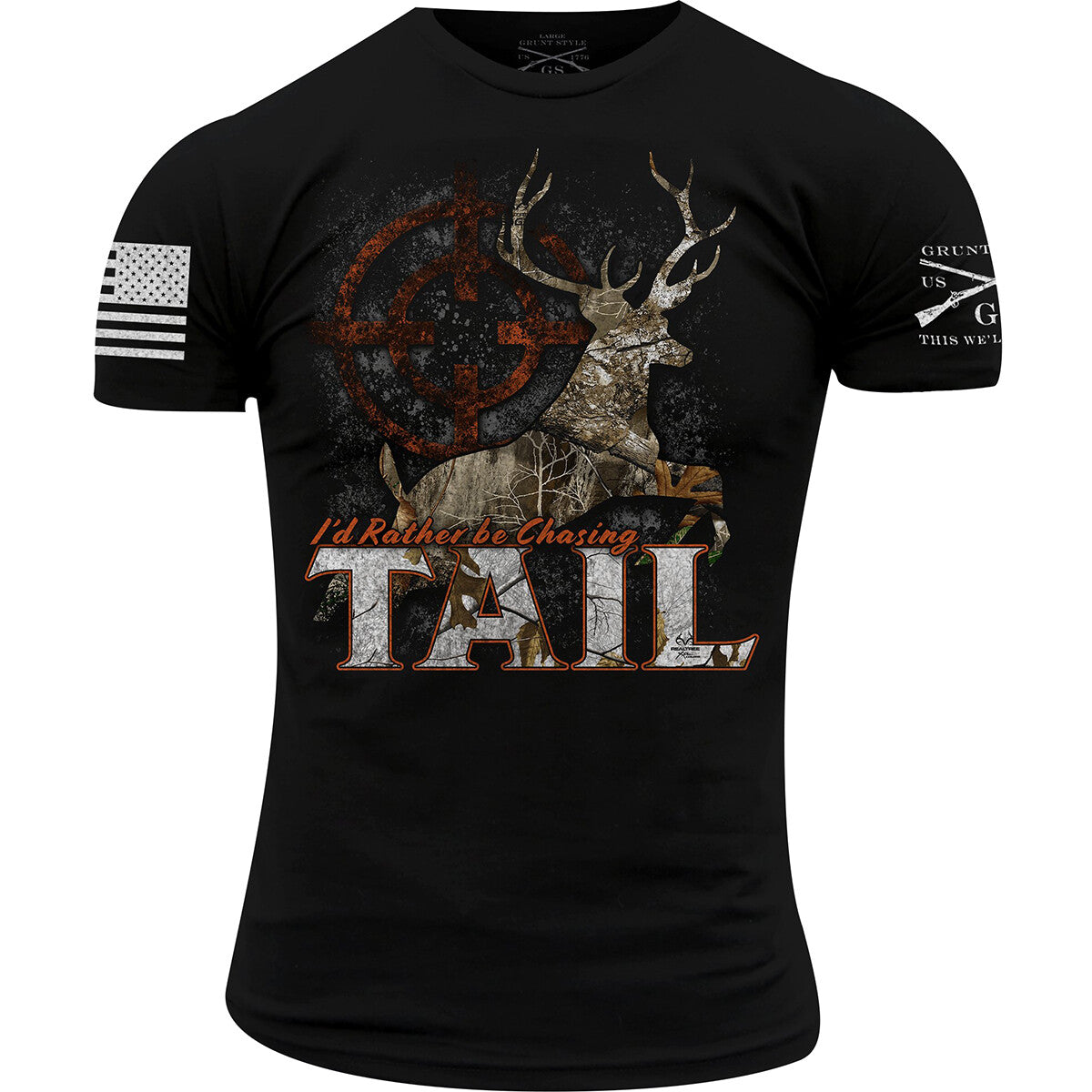 Realtree Edge Chasing Tail T-Shirt for Men - Black, All Sizes