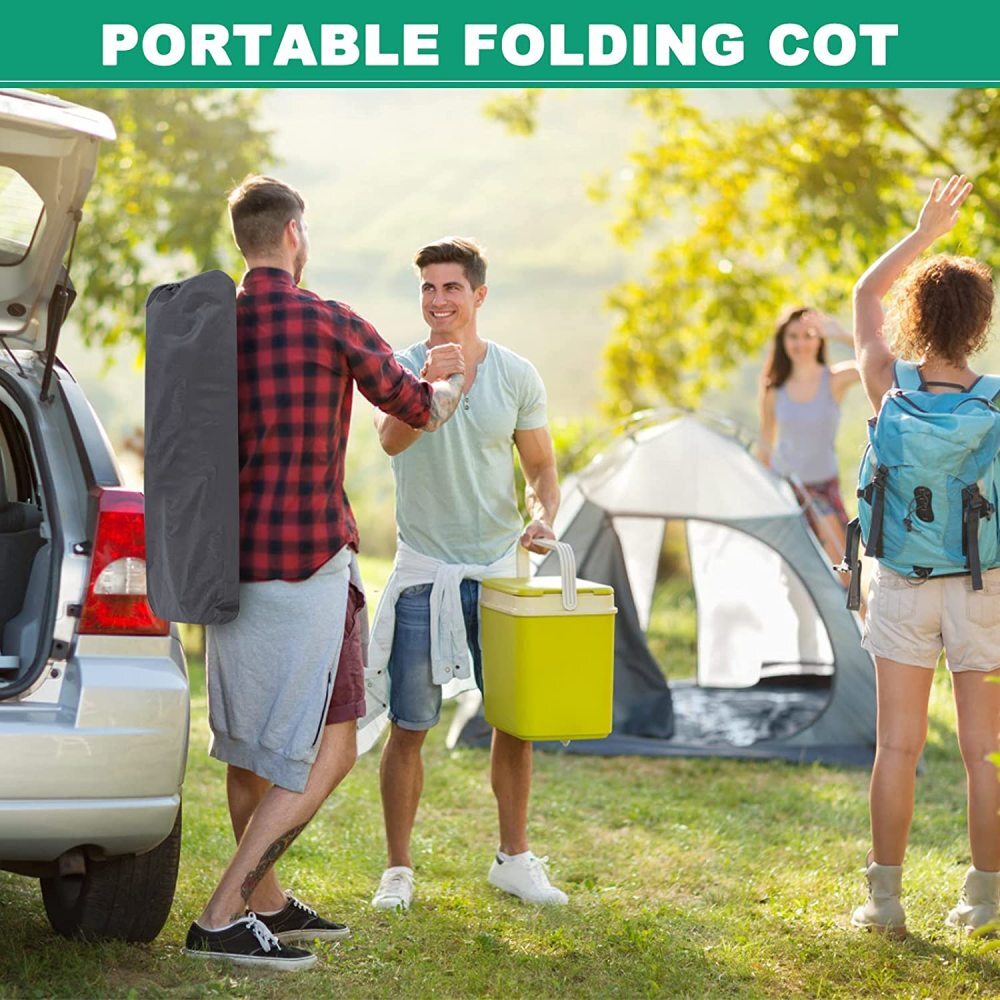 Heavy Duty Folding Camping Cot with Double Layer Oxford Support Up to 900 lbs