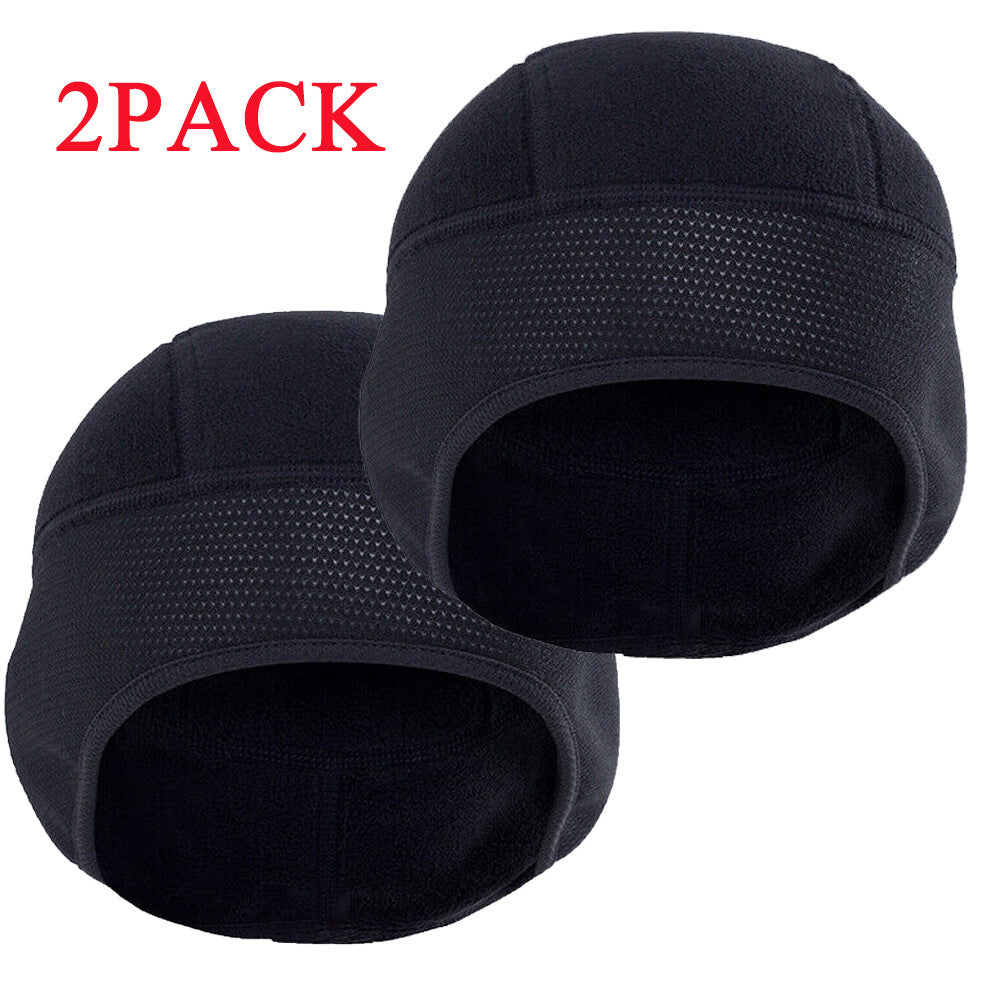 Black Fleece Military Beanie Hat - Windproof Winter Skull Cap, Stretch Fit