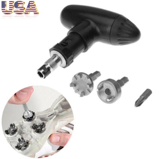 Golf Spike Wrench Remover Tool Kit - Shoe Cleat Ratchet Handle