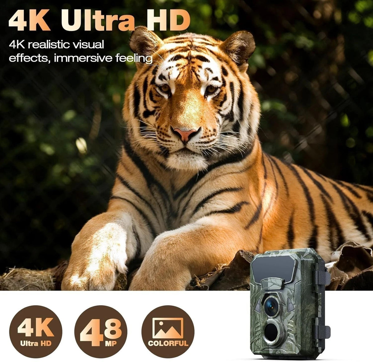 Mini Trail Deer Camera 48MP 4K Wildlife Hunting Camera Waterproof Night Vision