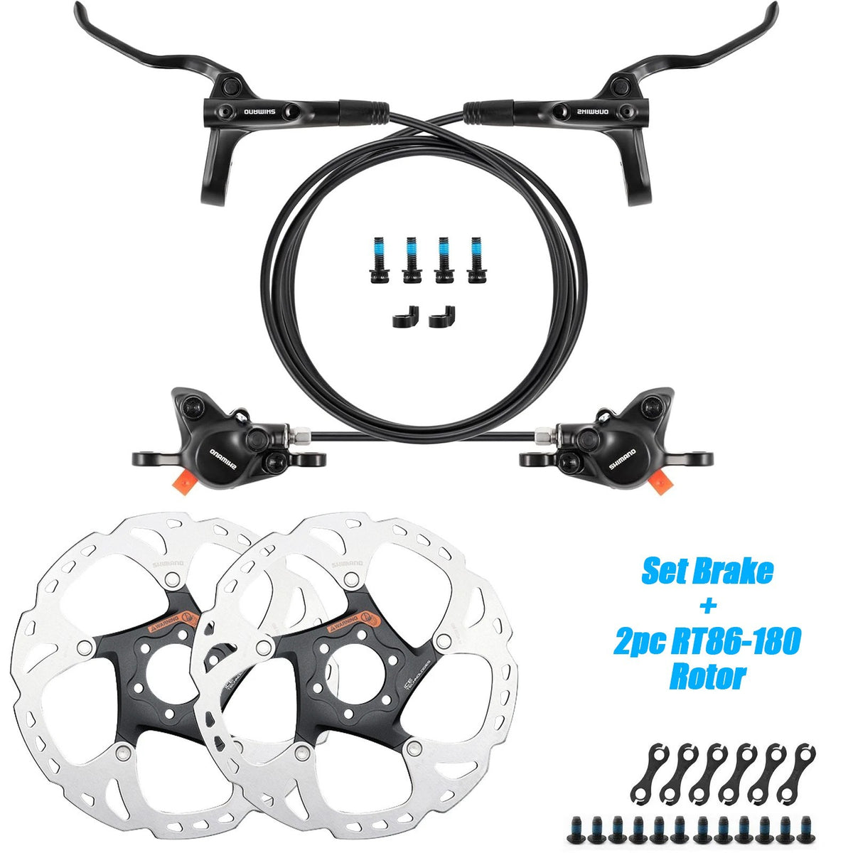 Hydraulic Bicycle Disc Brake Set with Rotors - Compatible with Front & Rear