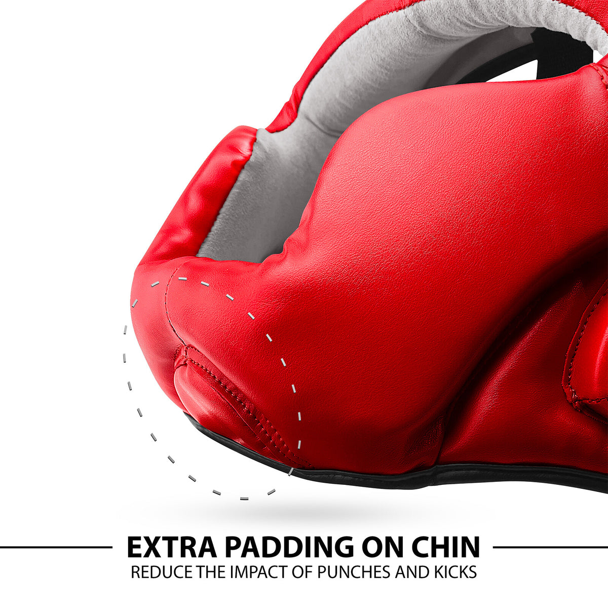Full Face Boxing Headgear MMA Kickboxing Training Helmet Protective Gear - Red