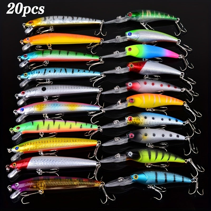 20pcs Hard Fishing Lure Set Minnow Crankbait Baits for Trout Bass Salmon