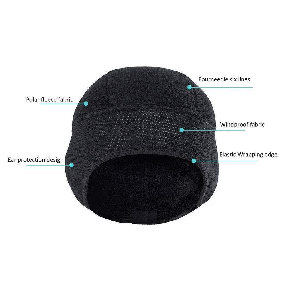 Black Fleece Military Beanie Hat - Windproof Winter Skull Cap, Stretch Fit