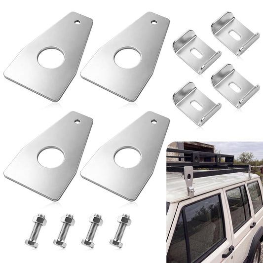 Universal Roof Rack Gutter Mounts Kit - Galvanized Steel, Black, 4 Pack