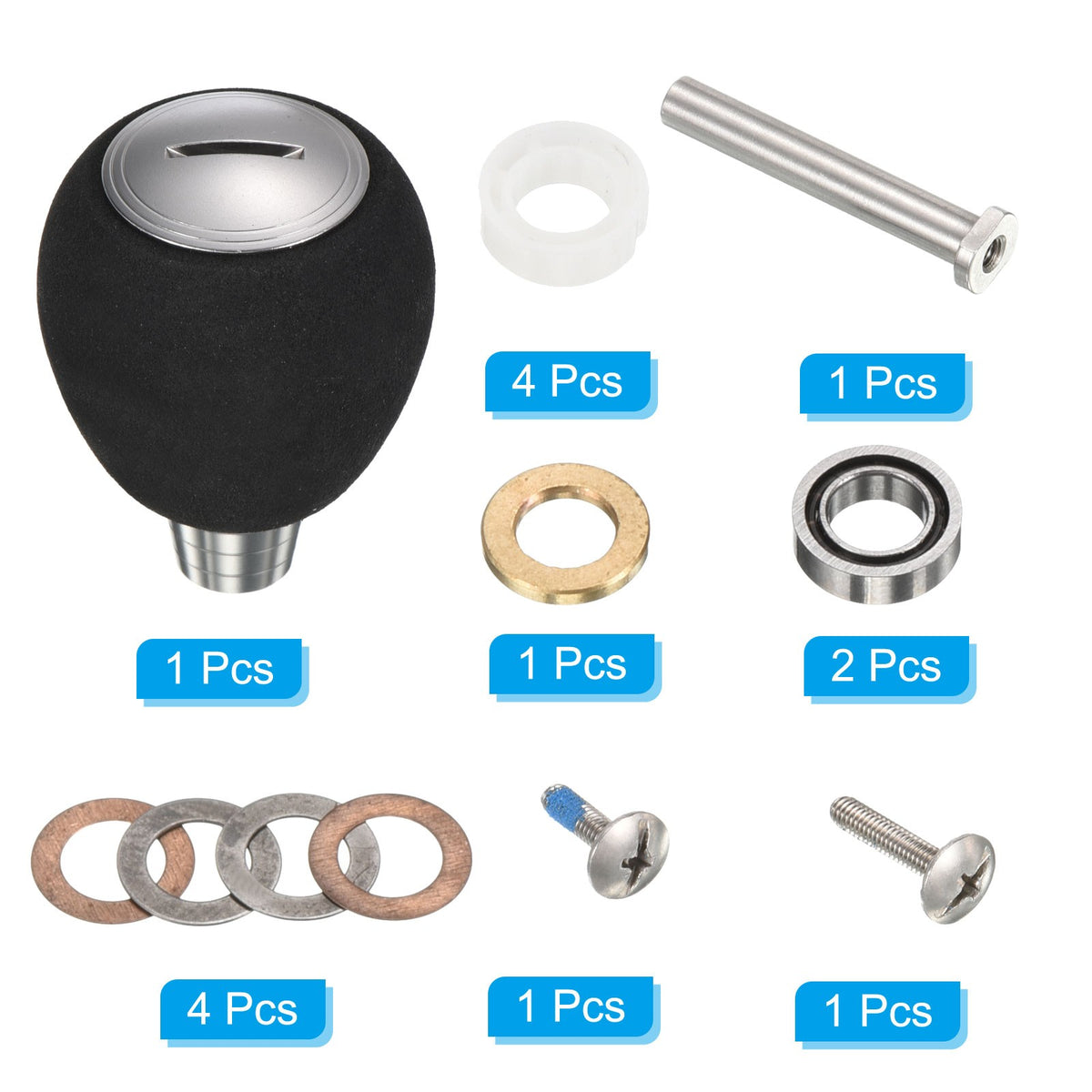 Fishing Reel Handle Knob EVA Metal Power Handle Grip Silver