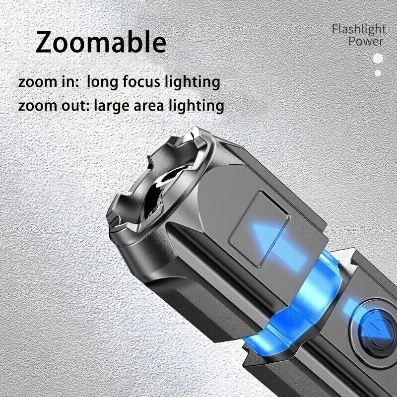 Rechargeable 2000 Lumens LED Tactical Flashlight with Zoom & USB Charging