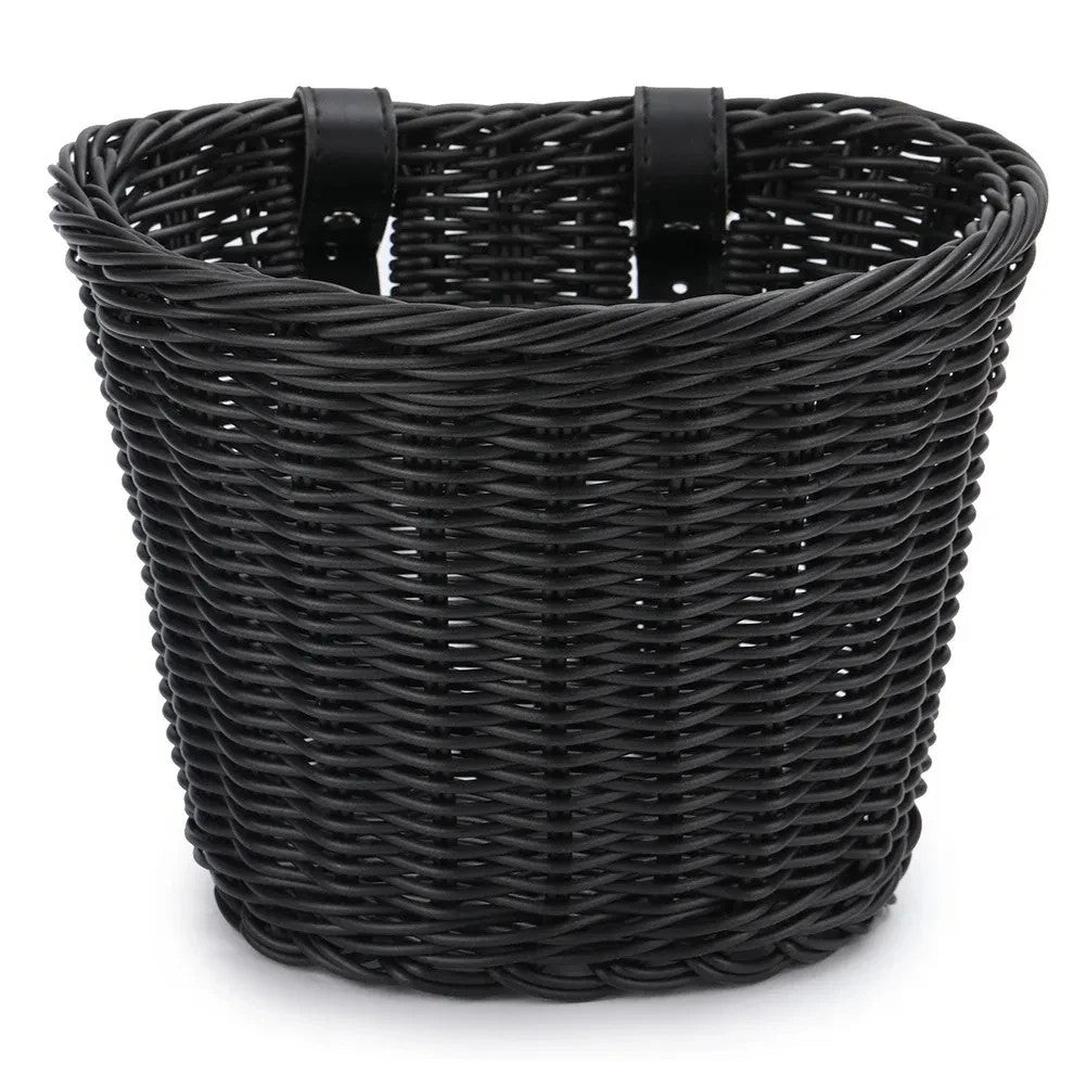 Children's Bicycle Front Handlebar Woven Basket Waterproof Storage