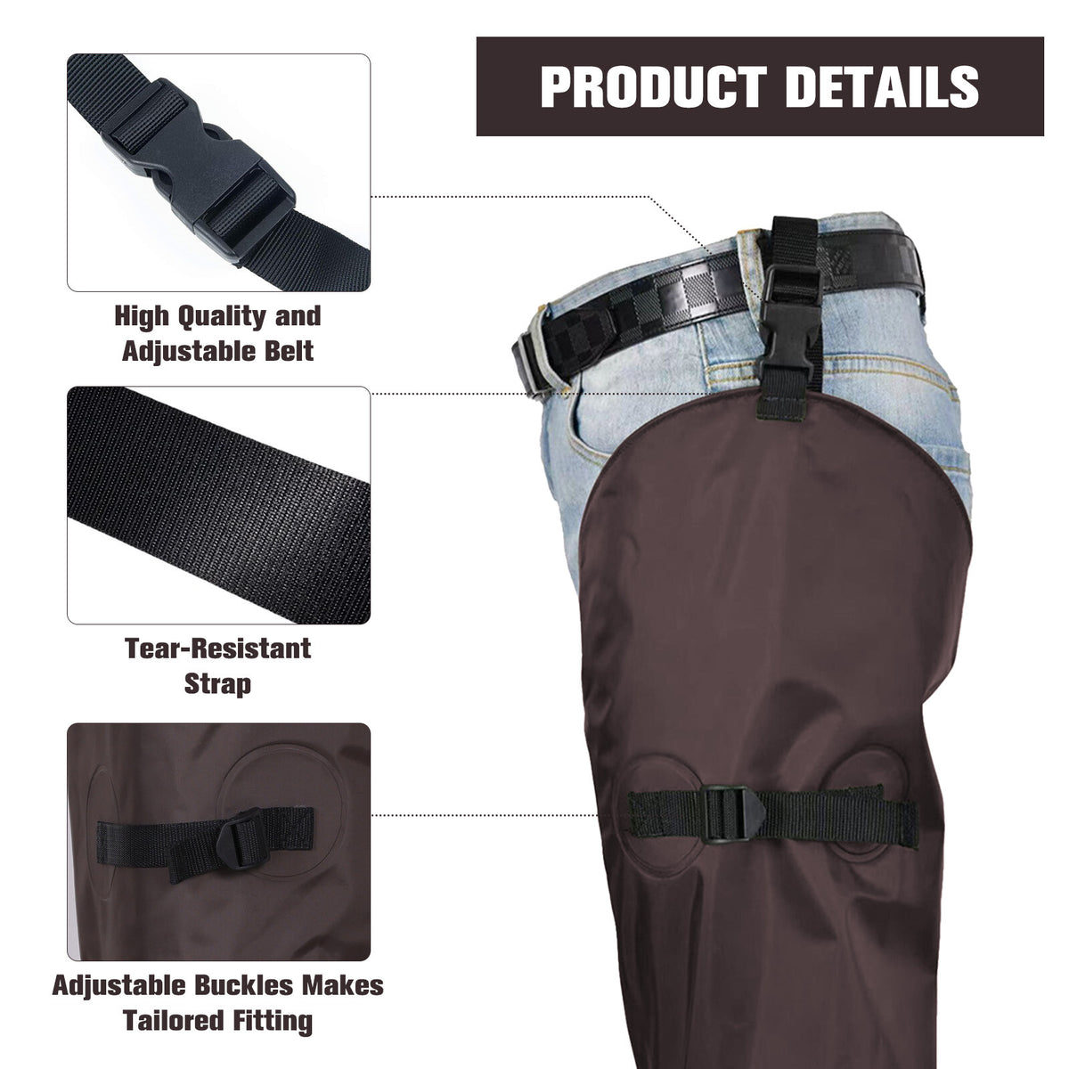 Men's Waterproof Hip Waders for Fishing and Hunting Lightweight Nylon PVC Boots