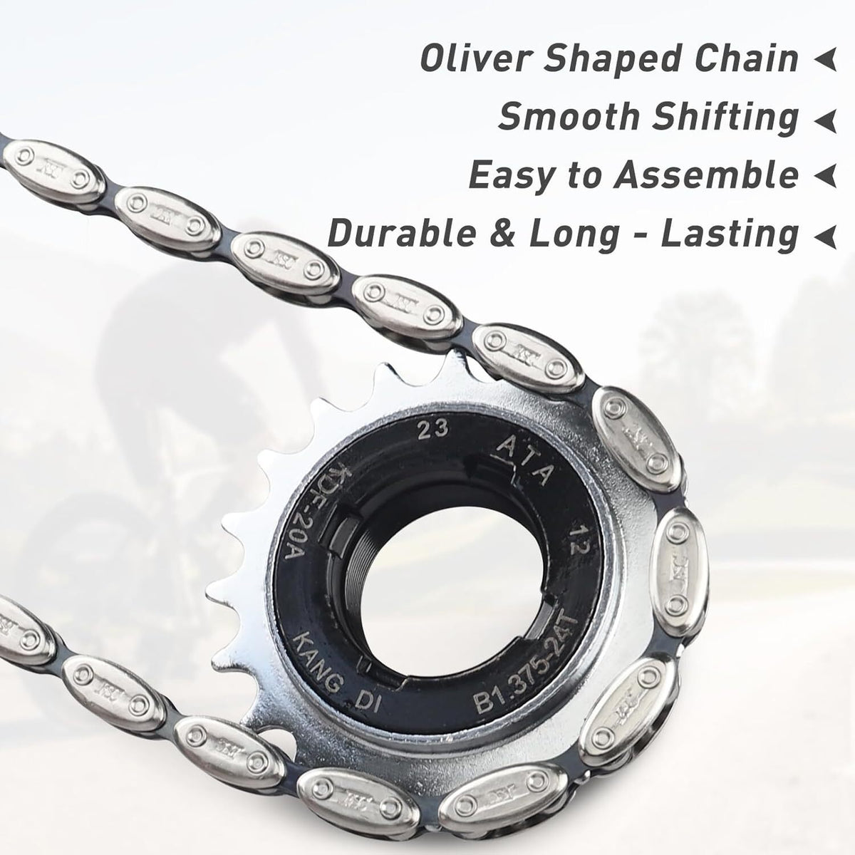 1/8 Inch Bike Chain for Single Speed BMX & Fixed Gear Bikes - Silver